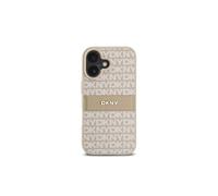 Coque pour iPhone 16 Plus Série Repeat Pattern Tonal Stripe avec Logo Métallisé Rose