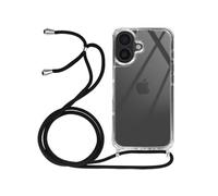 Coque pour iPhone 16 Plus Silicone Antichoc avec Cordon Tressé Transparent