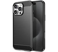 Coque pour iPhone 16 Pro Antichoc Design Carbone Brossé Noir