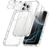 Coque pour iPhone 16 Pro avec 2 Verres Trempés et 2 Caméra Protecteur, Étui de Protection Antichoc - Transparente -TECHTA