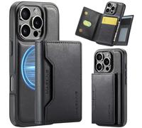Coque pour iPhone 16 Pro avec Porte-Cartes MagSafe, Etui 2-en-1 Détachable Magnétique Wallet, Supportes 8 Cartes, MagSafe Wallet, Magnétique Portefeuille en Cuir Pochette Antichoc Housse, Noir