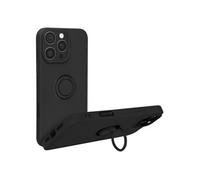 Coque pour iPhone 16 Pro Bague Support Silicone Flexible Noir