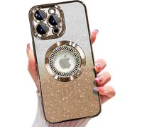 Coque Pour Iphone 16 Pro Compatible Magsafe Avec Protection De L'appareil Photo Coques En Silicone Résistant Aux Chocs Et Aux Rayures Coque Mignonne Magnétique Or
