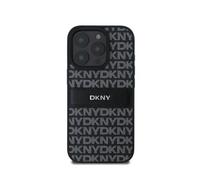 Étui DKNY pour iPhone 16 Pro 6.3 noir étui rigide Texture Pattern Tonal Stripe