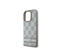 Coque pour iPhone 16 Pro Elégante avec Motifs à Carreaux et à Rayures Beige