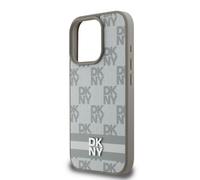 Coque pour iPhone 16 Pro Élégante avec Motifs à Carreaux et à Rayures Beige