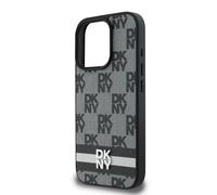 Étui DKNY pour iPhone 16 Pro 6.3 noir étui rigide Checkered Pattern & Printed Stripes