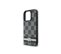 Coque pour iPhone 16 Pro Elégante avec Motifs à Carreaux et à Rayures Noir