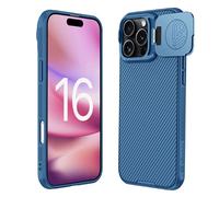 Coque Pour Iphone 16 Pro,Etui Housse Iphone 16 Pro Nillkin Camshield Prop Magnétic,Support Pour Lentilles,Magnétic Support Wireless Charging,Coque De Protection Pour Lentille Slip - Bleu