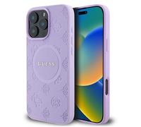 Coque pour iPhone 16 Pro - Guess Saffiano Peony Classic Classic Logo MagSafe (GUHMP16LPSAPSMEU) - Violet