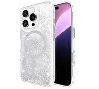 Case-Mate Coque pour iPhone 16 Pro MagSafe – Antimicrobienne Effet Cascade Pailleté Argent