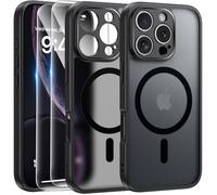 Coque pour iPhone 16 Pro - MASSILIA TECH - Magsafe - Noir - Souple - 2 vitres en verre trempé