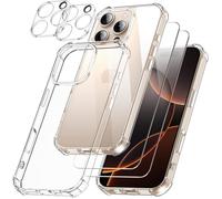 Coque pour iPhone 16 Pro Max avec 2 Verres Trempés et 2 Caméra Protecteur, Étui de Protection Antichoc - Transparente - TECHTA
