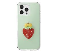 Coque pour iPhone 16 Pro Max, Motif Fraise en Relief 3D et Contour Surélevé