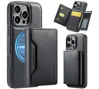Coque pour iPhone 16 Pro Max avec Porte-Cartes MagSafe, Etui 2-en-1 Détachable Magnétique Wallet, Supportes 8 Cartes, MagSafe Wallet, Magnétique Portefeuille en Cuir Pochette Antichoc Housse, Noir