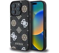 Coque pour iPhone 16 Pro Max, compatible avec le chargement sans fil MagSafe, avec logo et design en cuir approuvé par la marque mondiale Guess de CG-Mobile (Noir)
