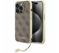 Coque Pour IPhone 16 Pro Max Guess En Cuir Synthétique Marron Avec Chaîne Dorée