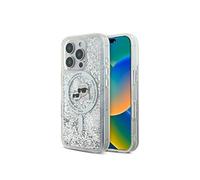 Étui Karl Lagerfeld pour iPhone 16 Pro Max 6.9 étui rigide transparent Liquid Glitter Karl&Choupette Head Magsafe