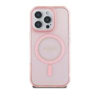 Coque pour iPhone 16 Pro Max MagSafe avec Cercle Pailleté Guess Rose