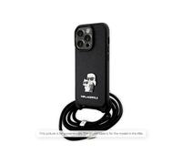 Coque pour iPhone 16 Pro - Saffiano Crossbody (KLHCP16LSAKCPCPBK) - Pin Métal Karl&Choupette