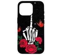 Coque pour iPhone 16 Pro Skull Middle Finger Phone Case,Skeleton Middle Finger Phone