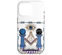 Coque pour iPhone 16 Pro Symbole maçonnique et « sur le niveau, près du plombier », avec le carré