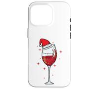 Coque pour iPhone 16 Pro Verre à vin avec chapeau de Noël