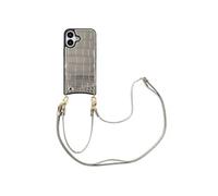 Coque pour iPhone 16 Similicuir Argent