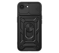 Coque pour iPhone 16e, Cache Objectif Coulissant et Anneau Support Magnétique