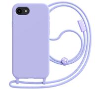 Coque pour iPhone 16e en Silicone avec Cordon en Nylon Tressé Ajustable Lavande