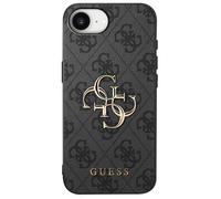 Coque pour iPhone 16e Motif 4G monogramme Grand Logo en métal Guess Noir