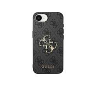 Guess Coque pour iPhone 16e Motif 4G monogramme Grand Logo en métal Noir
