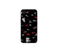 Coque Pour Iphone 16E NIKE JORDAN BLANC ROUGE fond noir