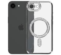 Avizar Coque Diamant pour iPhone 16e MagSafe Contour Strass Argent