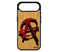 Coque Pour Iphone 17 Air Bois Silicone Anarchie Punk Tattoo Bumper Metal Rouge Noir Graff Anarchiste Rigide Rock Anarchy Femme