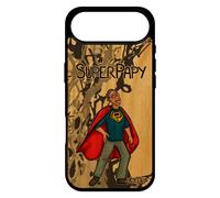 Coque Pour Iphone 17 Air En Bois Veritable Silicone Super Papy Dessin Comique Papi Telephone Gris Drole Heros Bebe Mobile Etui
