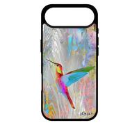 Coque Pour Iphone 17 Air En Silicone Colibri Floral Design Ecolo Gris Aluminium De Protection Nature Plumes Ecologie Made In France