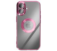 Coque pour iPhone 17 avec Contour Chromé en Silicone Souple Rose