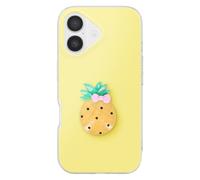 Coque pour iPhone 17 avec Motif Ananas en Relief 3D et Contour Surélevé Jaune