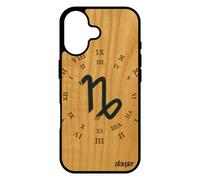 Coque Pour Iphone 17 Bois Naturel Silicone Signe Capricorne Univers Horoscope Planete Portable Housse 4g Dessin Telephone Horloge