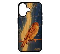 Coque Pour Iphone 17 Bois Silicone Oiseau Eclair Animal Personnalis¿ Original Animaux Moineau Orage Housse Portable Petit Nature De