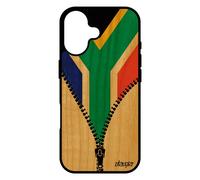 Coque Pour Iphone 17 Bois Veritable Silicone Drapeau Afrique Du Sud Africain Rigide Republique Portable Jo Can Noir