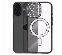 Coque pour iPhone 17 Compatible MagSafe avec Contour Strassé Noir