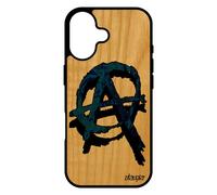 Coque Pour Iphone 17 En Bois Silicone Anarchie Solide Metal 4g Caoutchouc Street Art Anarchiste Souple Bleu Ni Dieu Ni Maitre Graff