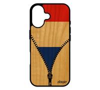 Coque Pour Iphone 17 En Bois Silicone Drapeau France Français Foot Antichoc Smartphone Euro Noir Basket Jo Coupe Du Monde Football