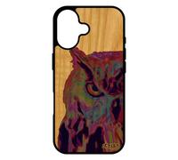 Coque Pour Iphone 17 En Bois Silicone Hibou Animaux Oiseau Design Souple Jolie De Protection Violet Chouette Animal Originale Noir