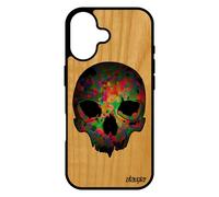 Coque Pour Iphone 17 En Bois Silicone Tete De Mort Smartphone Os Caoutchouc Homme Telephone Crane Violet Horreur Squelette Techno