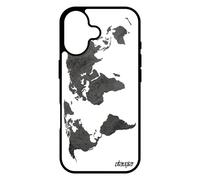 Coque Pour Iphone 17 En Silicone Carte Monde Smartphone Globe Noir Atlas Pays Terre Planete Dessin Etui Gris Geographie Jolie Tpu