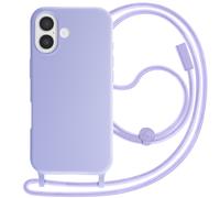 Coque pour iPhone 17 en Silicone Soft Touch avec Cordon Tour de Cou Ajustable Lavande