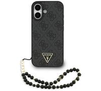 Coque Pour IPhone 17 Guess MagSafe En Cuir Synthétique Gris Avec Logo Et Chaîne